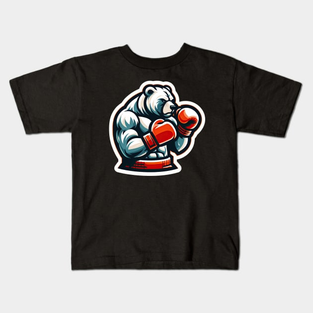 bear boxing Kids T-Shirt by Dracoola